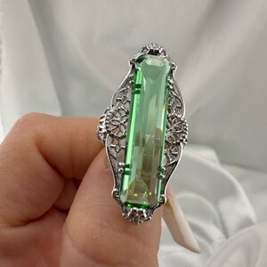 Vintage Silver Ring with Green Gemstone